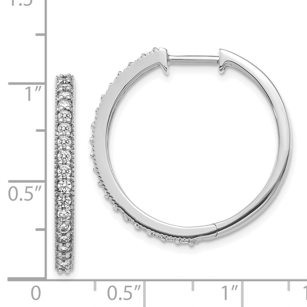 14K Weißgold Creolen mit echten Diamanten und Milgrain-Fassung