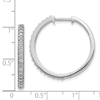 14K Weißgold Creolen mit echten Diamanten und Milgrain-Fassung