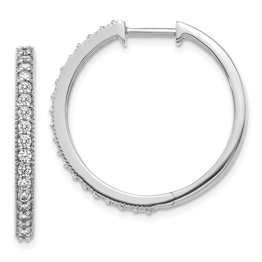 14K Weißgold Creolen mit echten Diamanten und Milgrain-Fassung