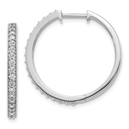 14K Weißgold Creolen mit echten Diamanten und Milgrain-Fassung