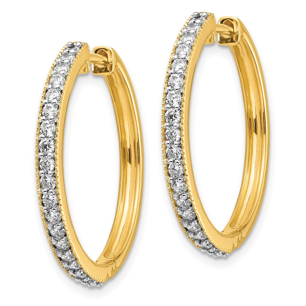 14K Gelbgold Creolen mit echten Diamanten und Millegriffel-Fassung