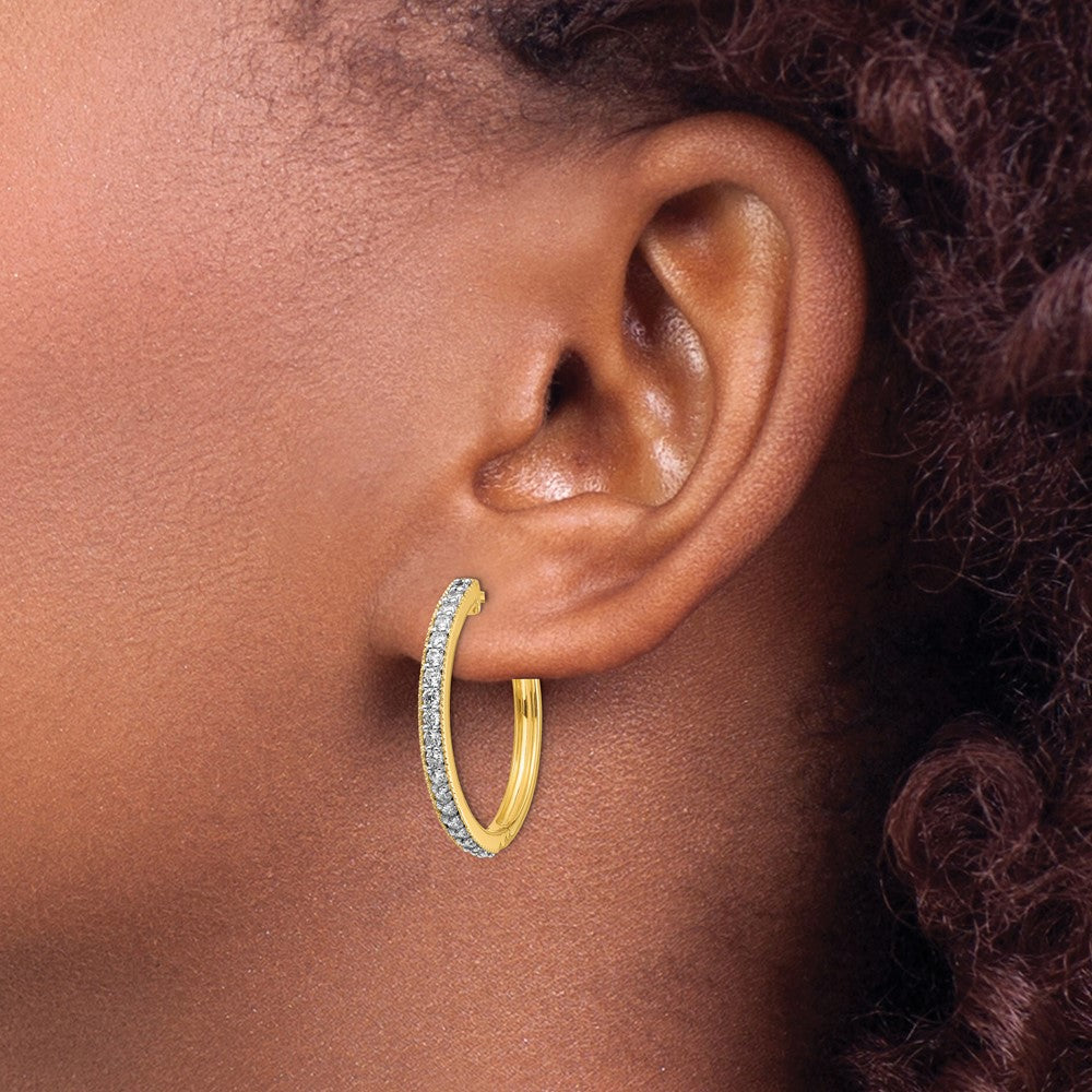 14K Gelbgold Creolen mit echten Diamanten und Millegriffel-Fassung