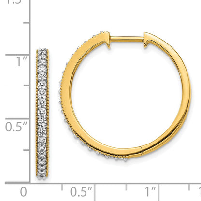 14K Gelbgold Creolen mit echten Diamanten und Millegriffel-Fassung