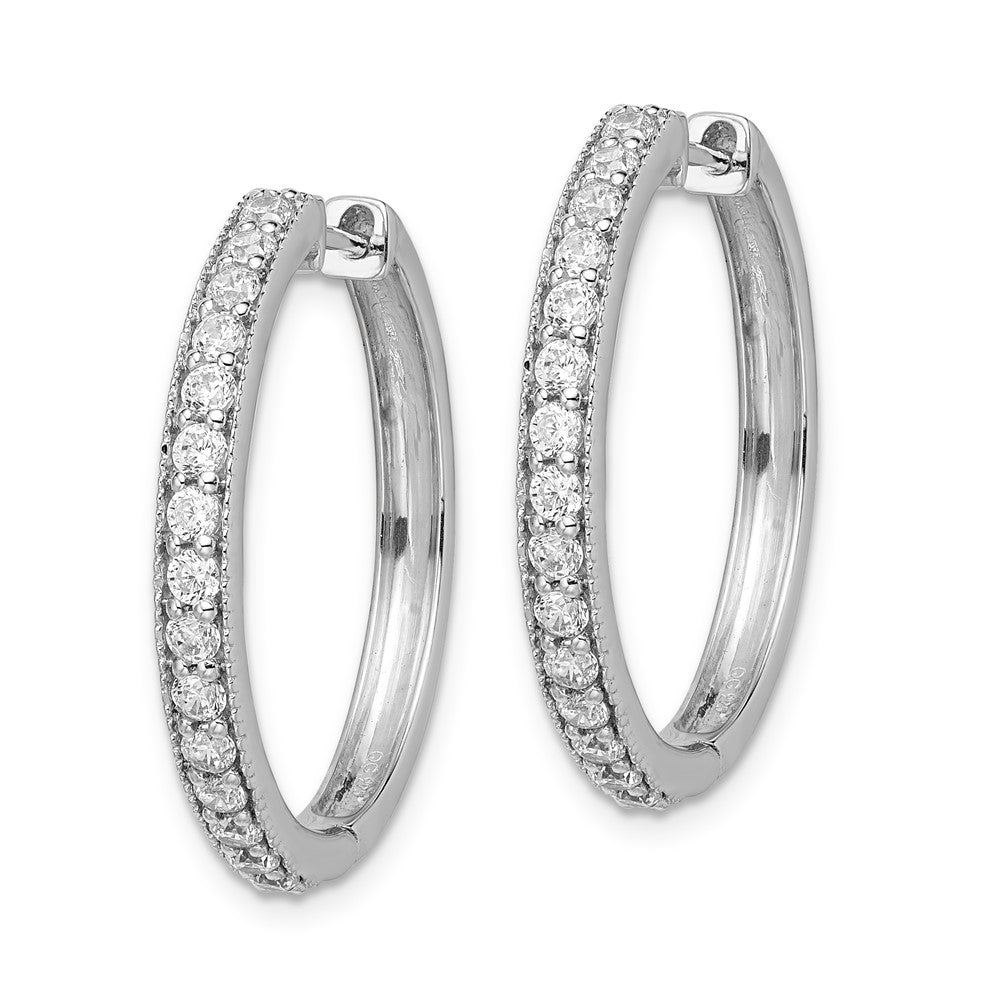 14K Weißgold Creolen mit echten Diamanten und Milgrain-Verzierung