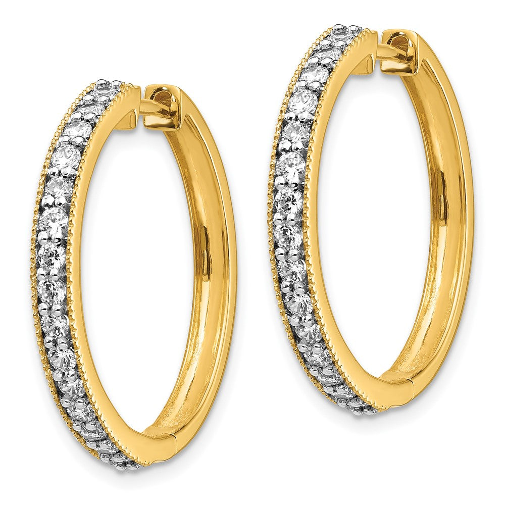14K Gelbgold Diamant-Creolen mit Milgrain-Fassung
