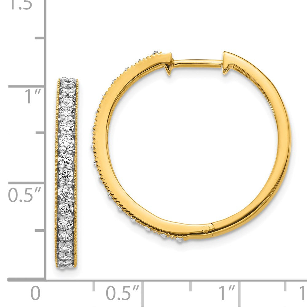 14K Gelbgold Diamant-Creolen mit Milgrain-Fassung