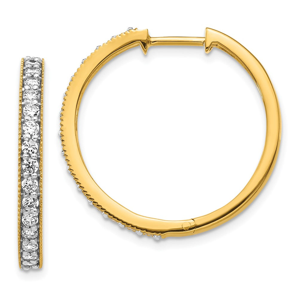 14K Gelbgold Diamant-Creolen mit Milgrain-Fassung