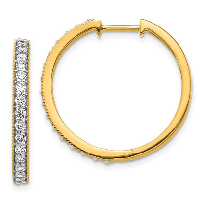 14K Gelbgold Diamant-Creolen mit Milgrain-Fassung