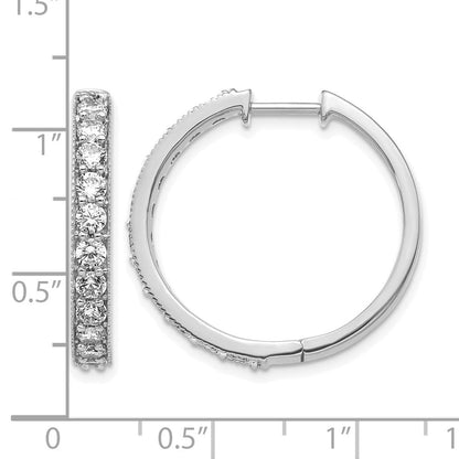 14K Weißgold Creolen mit echten Diamanten und Milgrain-Fassung