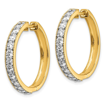 14K Gelbgold Creolen mit echten Diamanten und Milgrain-Fassung