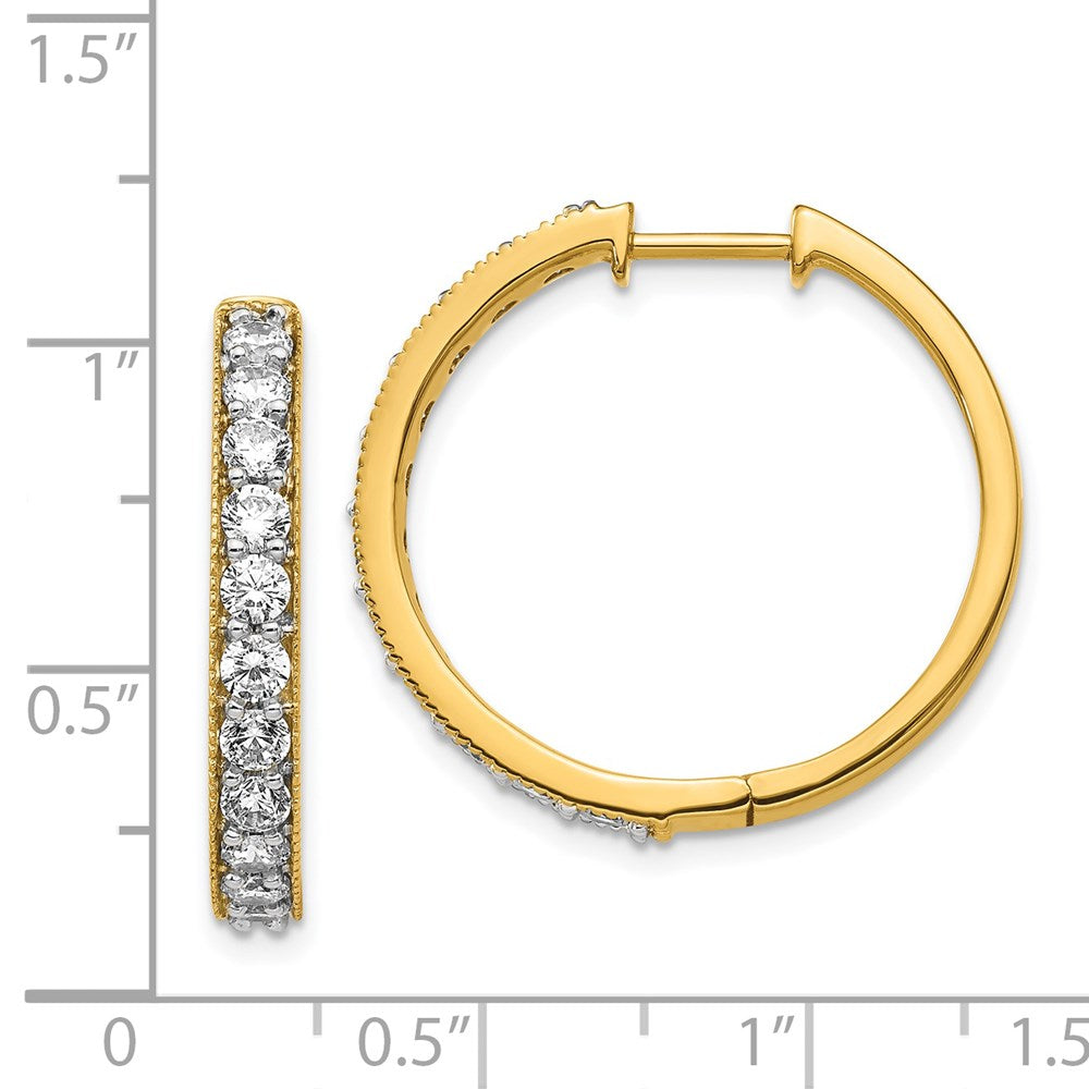 14K Gelbgold Creolen mit echten Diamanten und Milgrain-Fassung