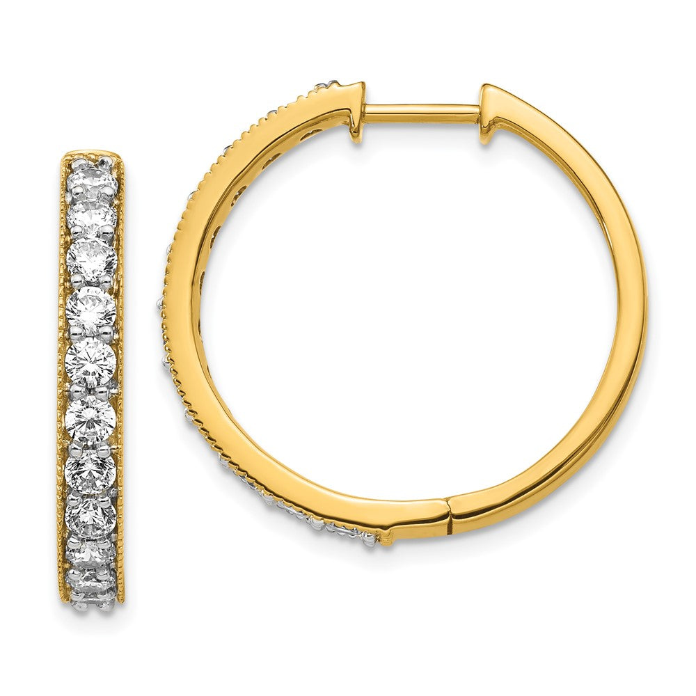 14K Gelbgold Creolen mit echten Diamanten und Milgrain-Fassung