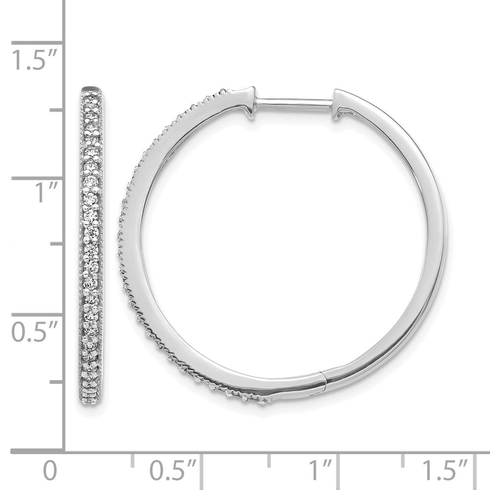 14K Weißgold Diamant-Creolen mit Milgrain und Klappscharnier