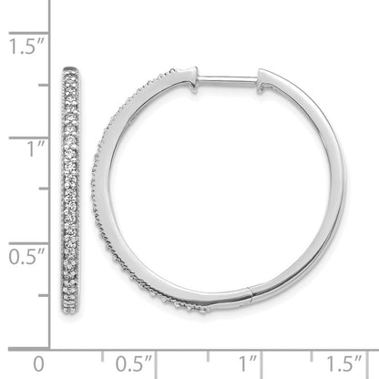 14K Weißgold Diamant-Creolen mit Milgrain und Klappscharnier