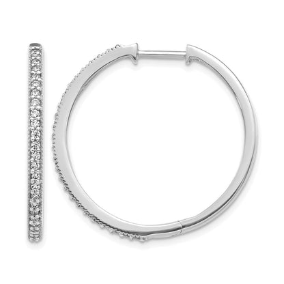 14K Weißgold Diamant-Creolen mit Milgrain und Klappscharnier