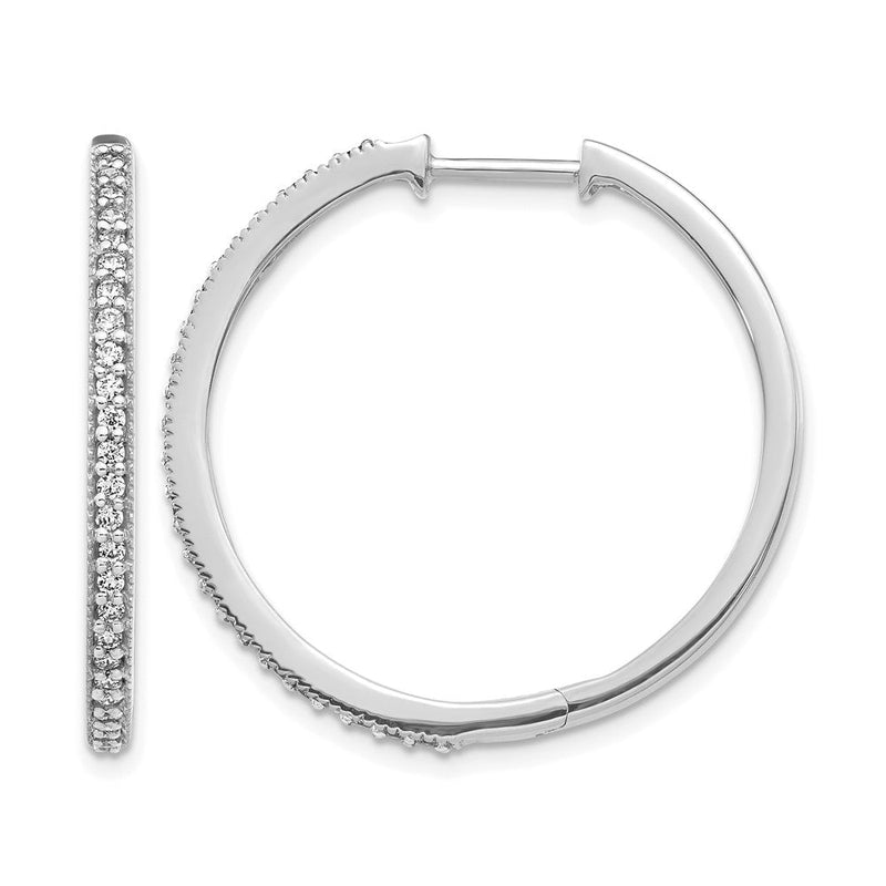 14K Weißgold Diamant-Creolen mit Milgrain und Klappscharnier