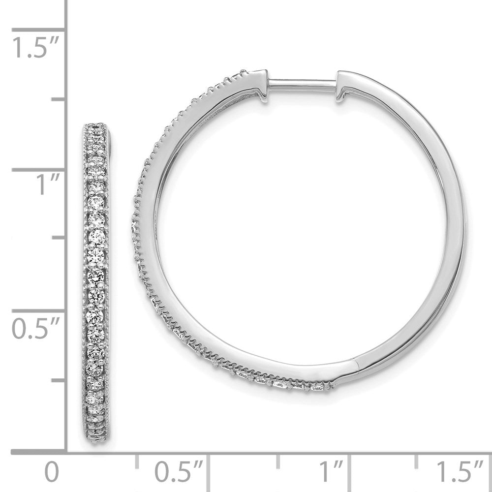 14K Weißgold Creolen mit echten Diamanten und Milgrain-Rand