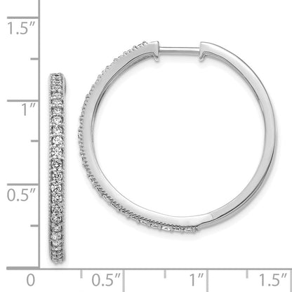 14K Weißgold Creolen mit echten Diamanten und Milgrain-Rand