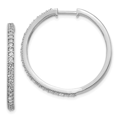 14K Weißgold Creolen mit echten Diamanten und Milgrain-Rand