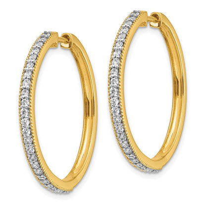 14K Gelbgold Creolen mit echten Diamanten und Milgrain-Rand