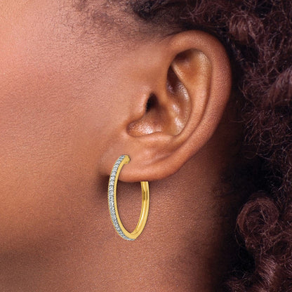 14K Gelbgold Creolen mit echten Diamanten und Milgrain-Rand