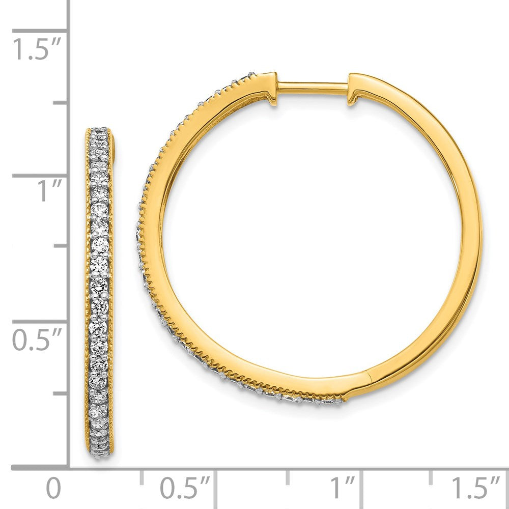 14K Gelbgold Creolen mit echten Diamanten und Milgrain-Rand