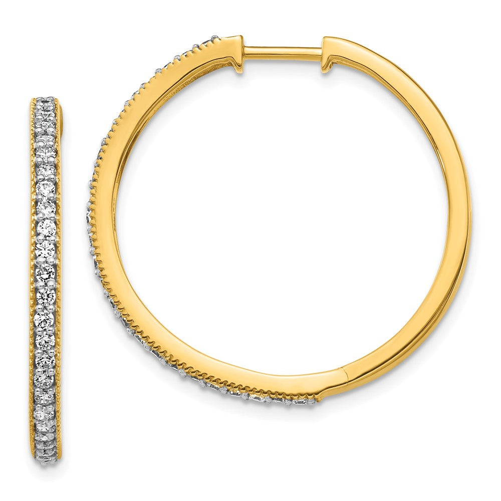 14K Gelbgold Creolen mit echten Diamanten und Milgrain-Rand