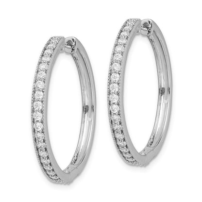 14K Weißgold Creolen mit echten Diamanten und Milgrain-Rand