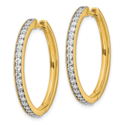 14K Gelbgold Creolen mit echten Diamanten und Milgrain-Kante