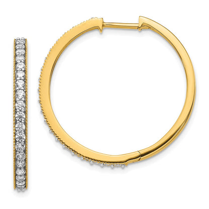 14K Gelbgold Creolen mit echten Diamanten und Milgrain-Kante