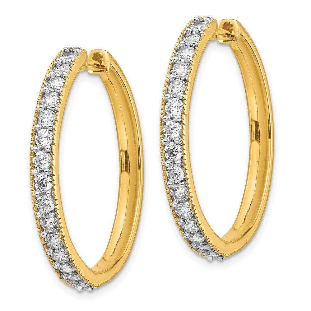14K Gelbgold Diamant-Creolen mit Milgrain-Fassung, echte Diamanten