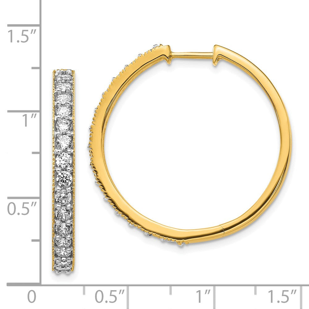 14K Gelbgold Diamant-Creolen mit Milgrain-Fassung, echte Diamanten