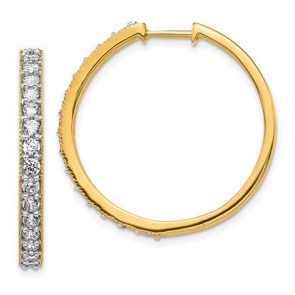 14K Gelbgold Diamant-Creolen mit Milgrain-Fassung, echte Diamanten