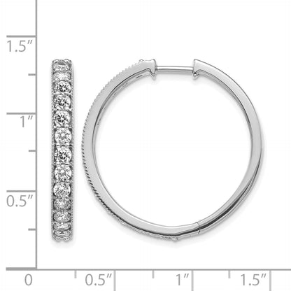 14K Weißgold Creolen mit Klappscharnier, Milgrain-Rand und echten Diamanten