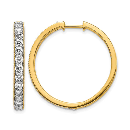 14K Gelbgold Creolen mit echten Diamanten und Milgrain-Klappscharnier