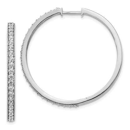 14K Weißgold Creolen mit echten Diamanten und Milgrain-Verzierung