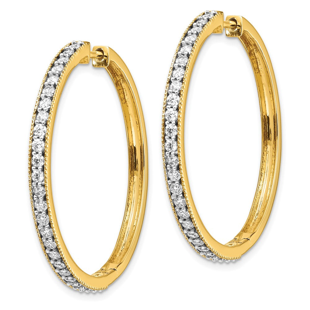 14K Gelbgold Creolen mit echten Diamanten und Milgrain-Fassung