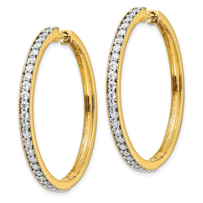 14K Gelbgold Creolen mit echten Diamanten und Milgrain-Fassung
