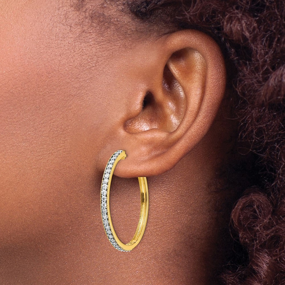 14K Gelbgold Creolen mit echten Diamanten und Milgrain-Fassung