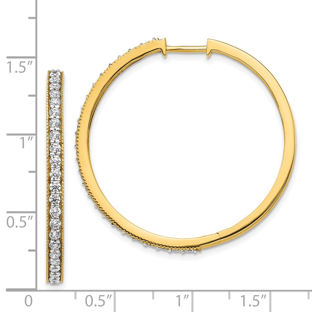 14K Gelbgold Creolen mit echten Diamanten und Milgrain-Fassung