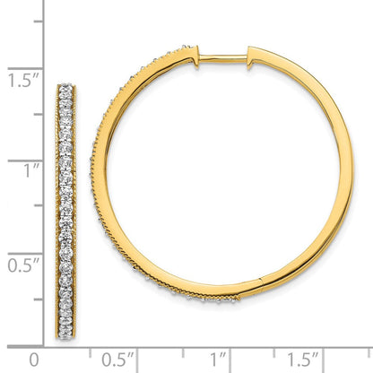 14K Gelbgold Creolen mit echten Diamanten und Milgrain-Fassung