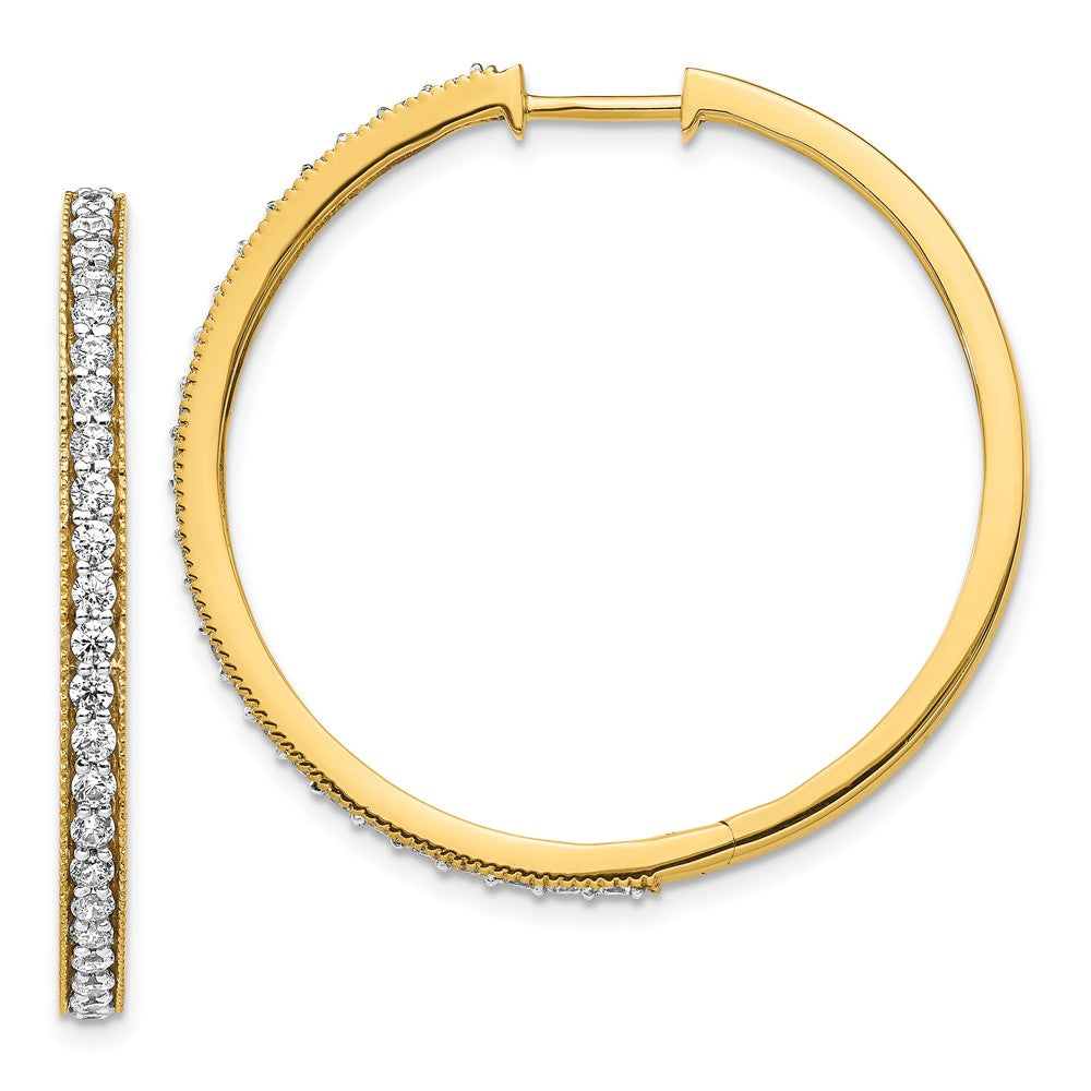14K Gelbgold Creolen mit echten Diamanten und Milgrain-Fassung