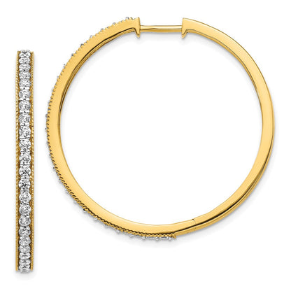 14K Gelbgold Creolen mit echten Diamanten und Milgrain-Fassung
