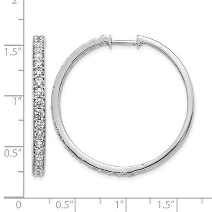 14K Weißgold Creolen mit echten Diamanten und Milgrain-Fassung, Klappscharnier