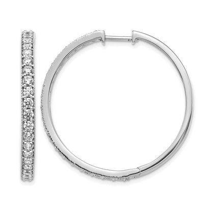 14K Weißgold Creolen mit echten Diamanten und Milgrain-Fassung, Klappscharnier