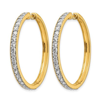 14K Gelbgold Creolen mit echten Diamanten und Milgrain-Scharnier