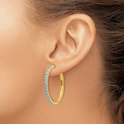 14K Gelbgold Creolen mit echten Diamanten und Milgrain-Scharnier