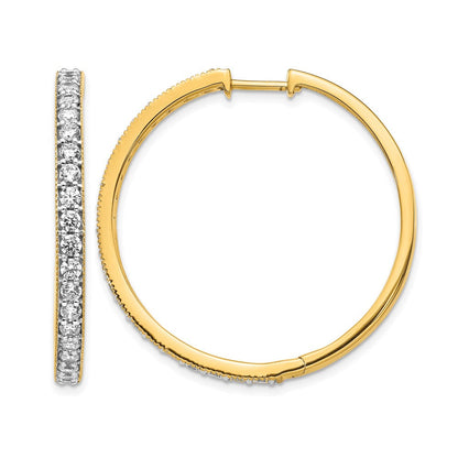 14K Gelbgold Creolen mit echten Diamanten und Milgrain-Scharnier