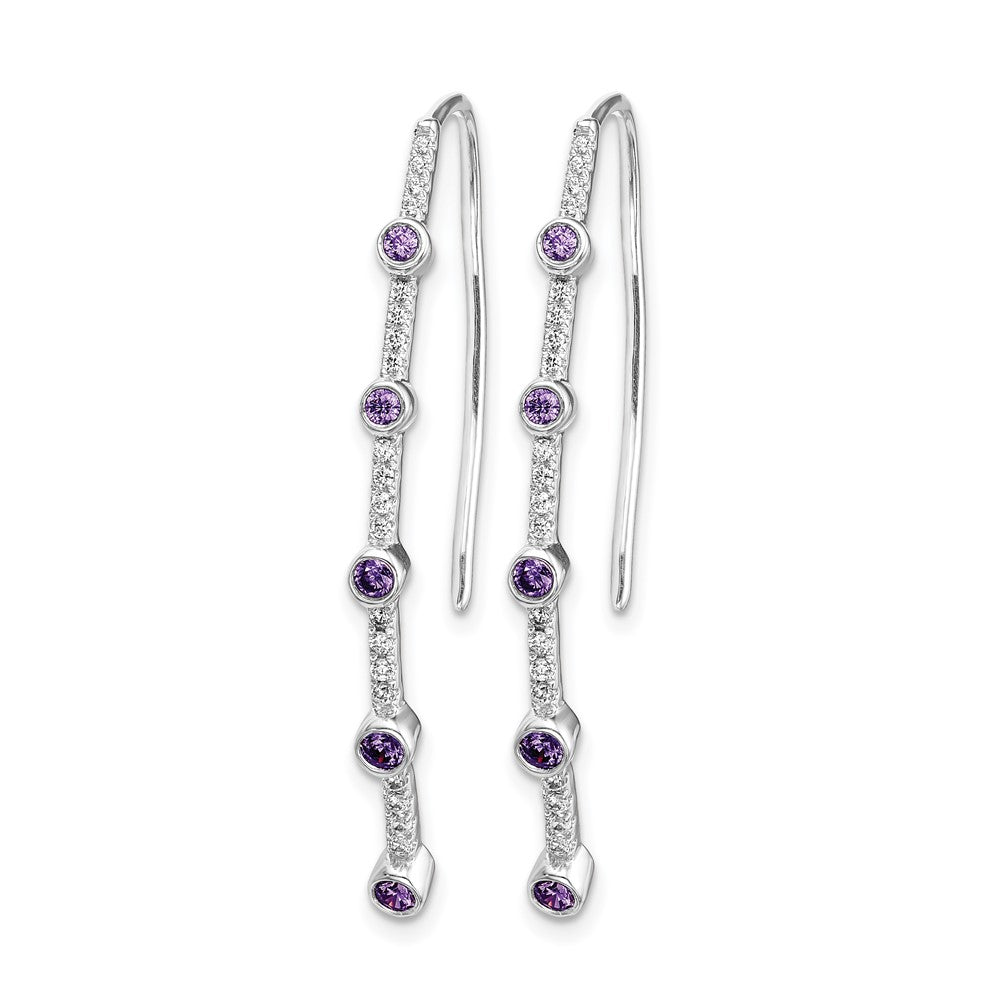 14K Weißgold Ohrringe mit echten Diamanten und Amethyst