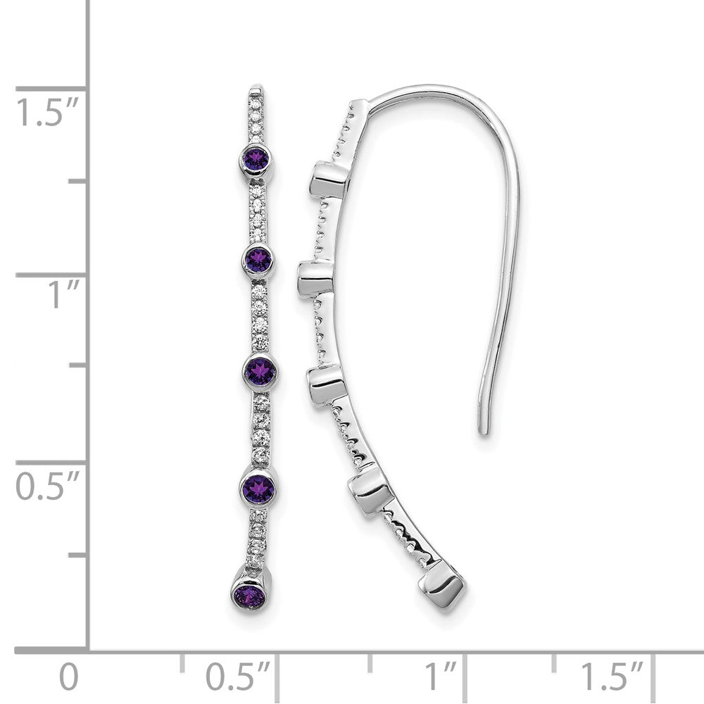 14K Weißgold Ohrringe mit echten Diamanten und Amethyst